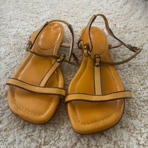 Louboutin Mustard Leather Sandals with Straps